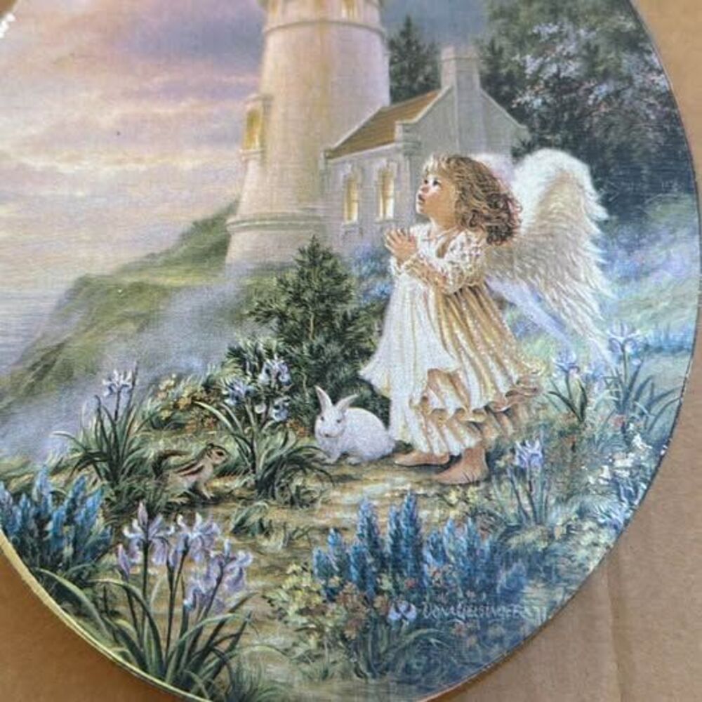 Dona Gelsinger Angel and Lighthouse Oval Wall Plaque